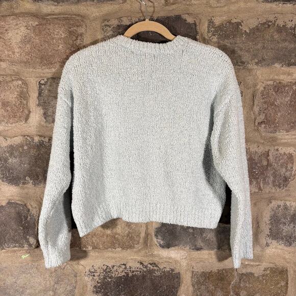 Forever 21 Sweater Woman's Medium Light Blue Fuzzy Warm Winter Pastel Coastal - Picture 5 of 12
